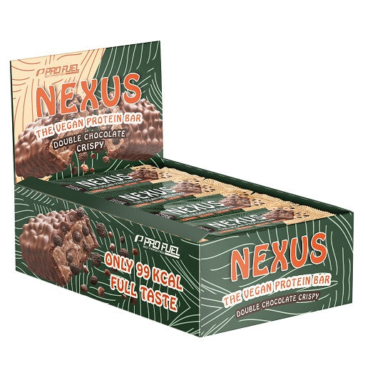 Schokolade Geschmacks-Duo: Sinob VEGGY + VEGAN + 2× ProFuel Nexus – ProFuel Nexus Proteinriegel 12 x 30g (Double Chocolate Crispy)