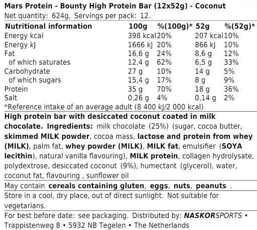 MARS inc. Marken-Großset: Bounty High + High Protein + 3 weitere – Bounty High Protein Bar (12x52g)