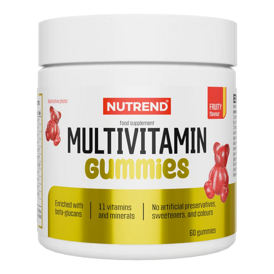 NUTREND Marken-Großset: N1 Preworkout 255g NEU + Arginine + 3 weitere – Nutrend Multivitamin Gummies Fruity, 60 Stk.
