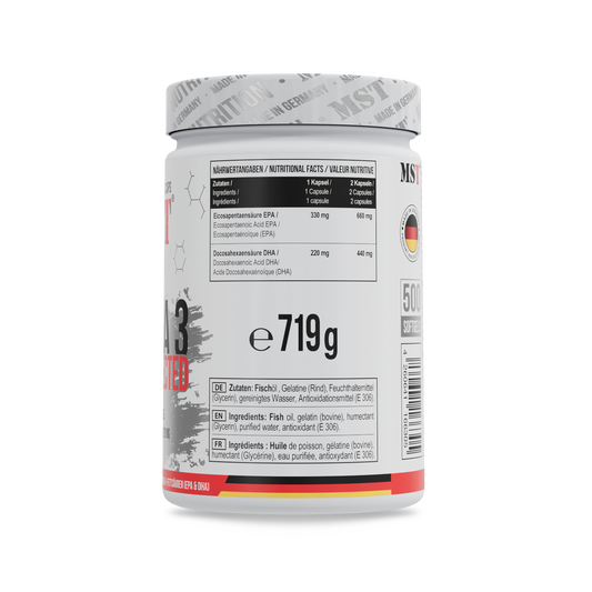 Gesundheits-Basisbox: MST Omega 3 TRIGLYCERIDE 75% 180 + 4 weitere – MST - Omega 3 Selected 500 Kapseln