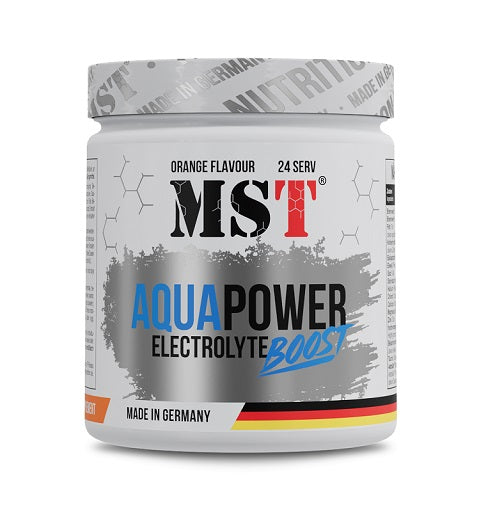 Wettkampfvorbereitung: ESN ISOCLEAR + MST ArgiZinc + 2 weitere – MST - Aqua Power Electrolyte Boost - 360g (Orange)