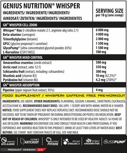 Genius Nutrition - Whisper Przedtreningówka 400g