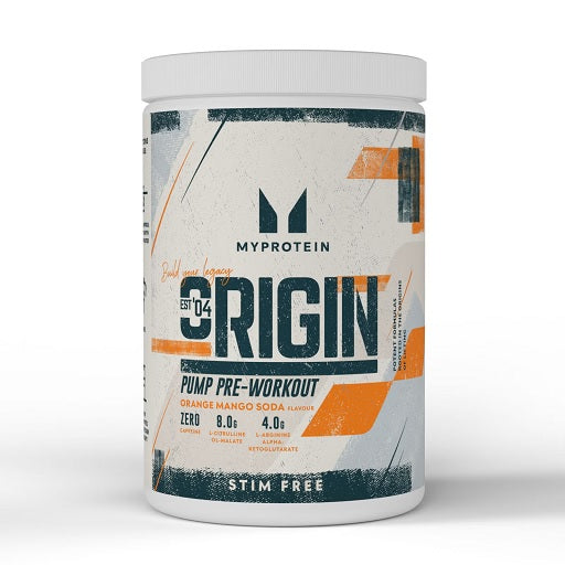 Pump-Set: Sinob Core L-Citrullin Malat + MyProtein Origin Pump – MyProtein Origin Pump Pre-Workout (Stim-Free) (30 Serv.) 600g (Orange Mango Soda)