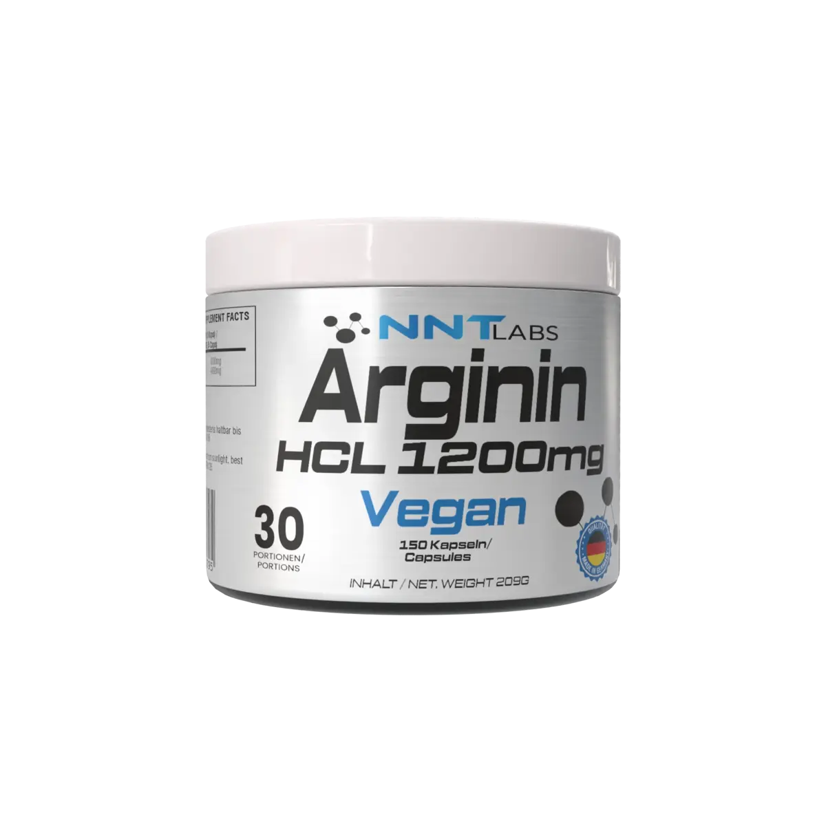 Ausdauer-Set: MST Magnesium + Peak Vitamin + NNT Arginin HCL – NNT Arginin HCL 1200 mg 150 Kapseln