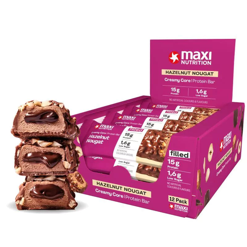 Home-Gym-Starter: ESN Designer + Cellucor C4 + 5× MaxiNutrition – MaxiNutrition Creamy Core Protein Bar 12x45g (Hazelnut Nougat)