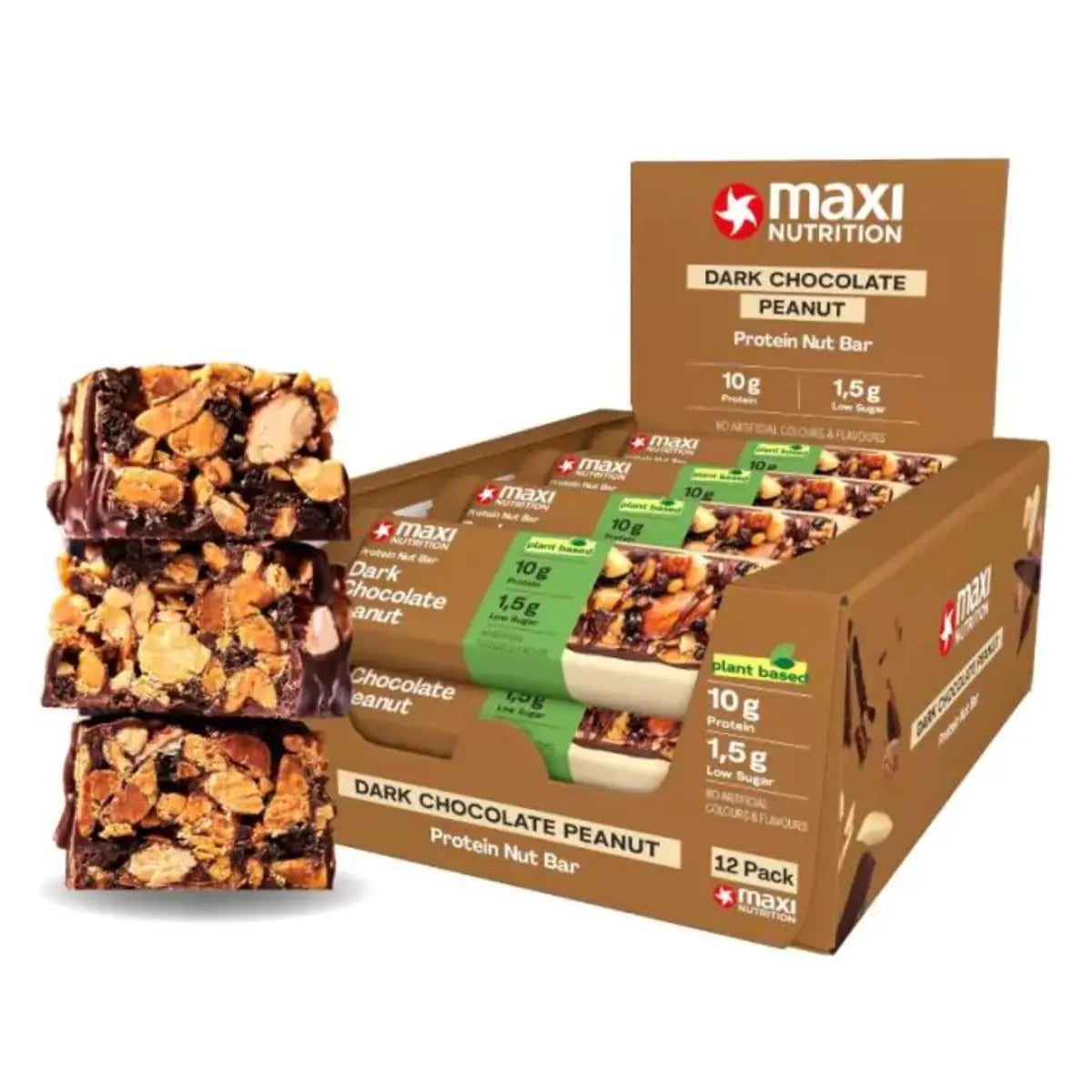 Home-Gym-Starter: ESN Designer + Swedish Supplem + 5× MaxiNutrition – MaxiNutrition Protein Nut Bar 12 x 46 g (Dark Chocolate Peanut)