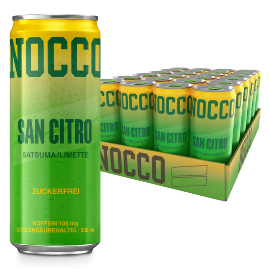 Stack siłowy: BioTech Creatine + Kevin Levrone + Napój Nocco BCAA – Napój Nocco BCAA 24 x 330 ml San Citro