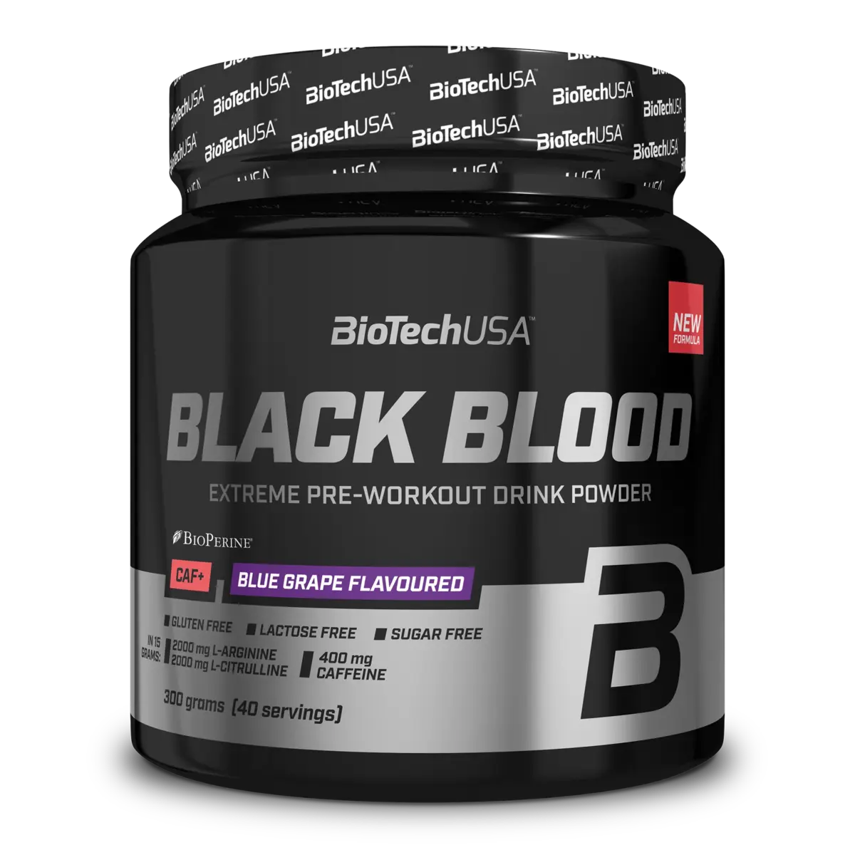 Trainings-Set: BioTech Black Blood CAF+ 300g (80 + MST Glutamine – BioTech Black Blood CAF+ 300g (80 Serv.) (Blueberry)