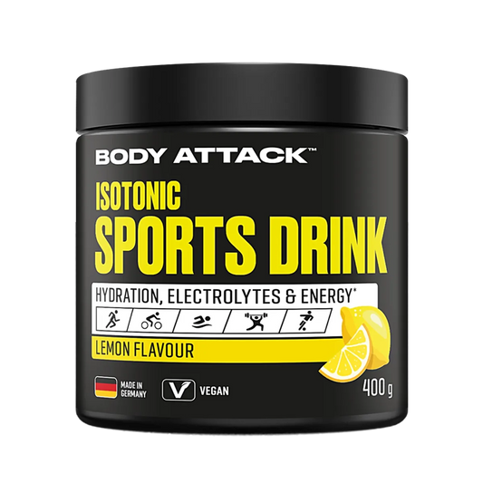Zitrone Sorten-Großset: Olimp Carbo Nox + Scitec Greens + 2 weitere – Body Attack Isotonic Sports Drink 400g (Lemon)