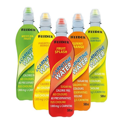 Weider mærket stort sæt: Protein 80 Plus + Protein Cookie + 3 andre - Weider L-Carnitine WATER 6 x 500 ml (Fruit Splash)