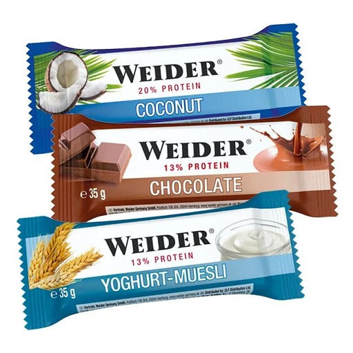 Weider Marken-Großset: Creatin HCL + Protein Milk Shake + 3 weitere – Weider BAR 24 x35g (Kokos)