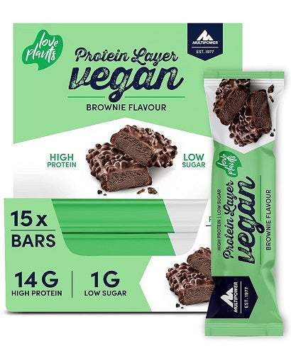 Basis-Set: Multipower Vegan Protein + ProFuel OPC Traubenkernextra – Multipower Vegan Protein Layer Bar 15x 55g (Hazelnut Nougat)