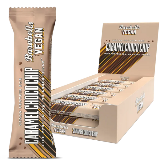 Riegel-Dreiwochenpaket: Barebells Vegan Bar – 21 Tage, 27 Riegel – Barebells Vegan Bar 12x 55g (Caramel Choco Chip)