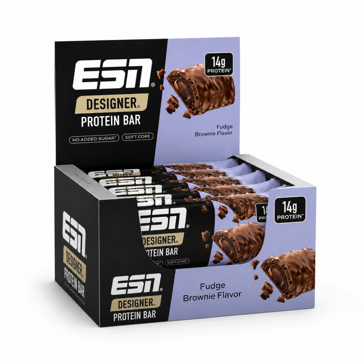 Schokolade Geschmacks-Duo: Scitec 100% Whey + 2× ESN Designer Bar – ESN Designer Bar Box 12x45g (Fudge Brownie)
