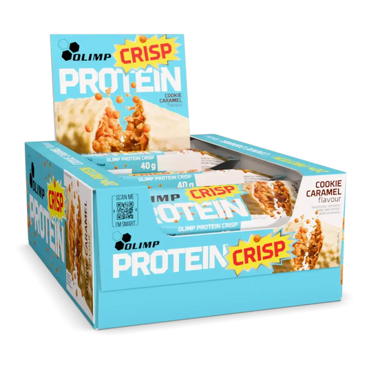 Olimp Marken-Großset: Protein Crisp + TCM Mega Caps + 3 weitere – Olimp Protein Crisp Bar Cookie & Caramel 20x 40g