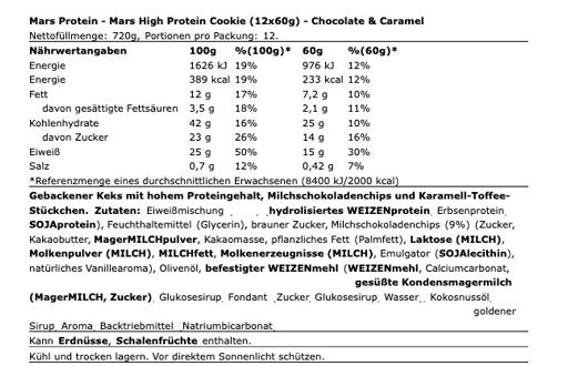 Riegel-Großbox: Olimp Energy + MaxiNutritio + Chiefs Prote + 7 weitere – Mars High Protein Cookie 12x60g (Chocolate & Caramel)