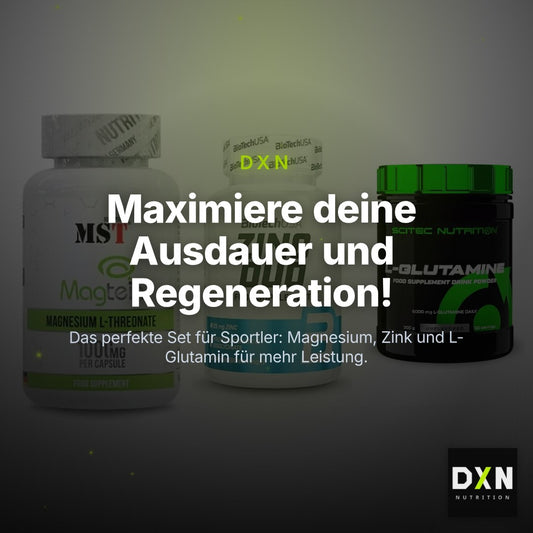 Ausdauer-Set: MST Magnesium + BioTech Zinc Duo + Scitec L-Glutami – Clean Showcase Plus