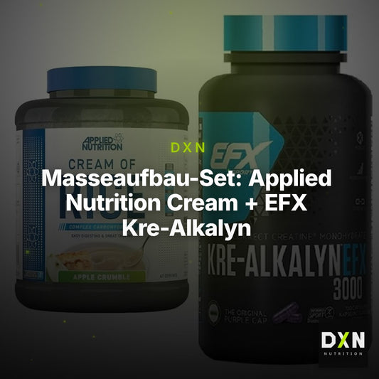 Masseaufbau-Set: Applied Nutrition Cream + EFX Kre-Alkalyn 3000 – Clean Showcase Plus