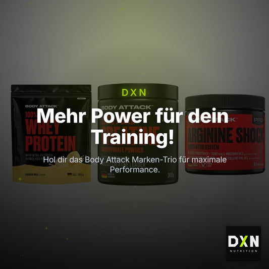 Body Attack Marken-Trio: Attack 100% Whey Protein + 2 weitere – Clean Showcase Plus