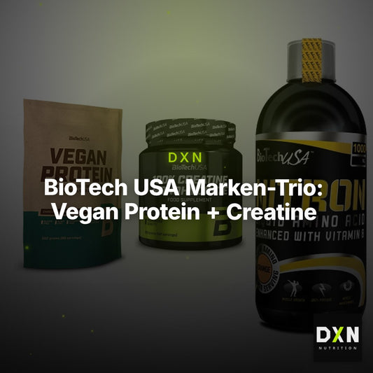 BioTech USA Marken-Trio: Vegan Protein + Creatine + Liquid Amino – Clean Showcase Plus