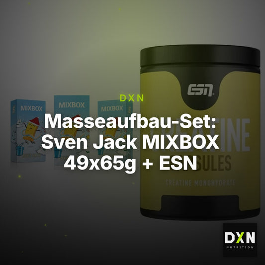 Masseaufbau-Set: Sven Jack MIXBOX 49x65g + ESN Ultrapure Creatine – Clean Showcase Plus