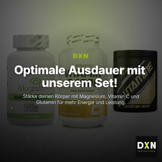 Ausdauer-Set: MST Magnesium + BioTech Vitamin + Peak Glutamin – Clean Showcase Plus