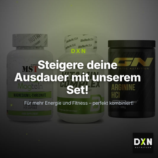 Ausdauer-Set: MST Magnesium + BioTech Vitamin + GN Arginine HCL – Clean Showcase Plus