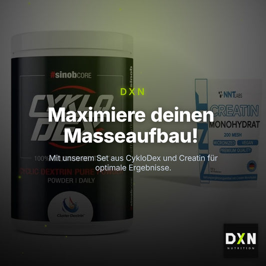 Masseaufbau-Set: Sinob Core CykloDex 1kg + NNT Creatin Monohydrat – Clean Showcase Plus
