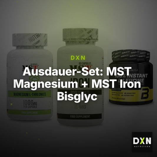 Ausdauer-Set: MST Magnesium + MST Iron Bisglyc + BioTech 100% – Clean Showcase Plus