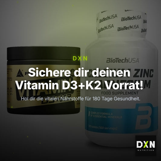 Kapsel-Halbjahresvorrat: Peak Vitamin D3+K2 – 180 Tage, 220 Tabletten – Clean Showcase Plus