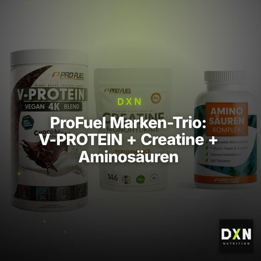ProFuel Marken-Trio: V-PROTEIN + Creatine + Aminosäuren – Clean Showcase Plus