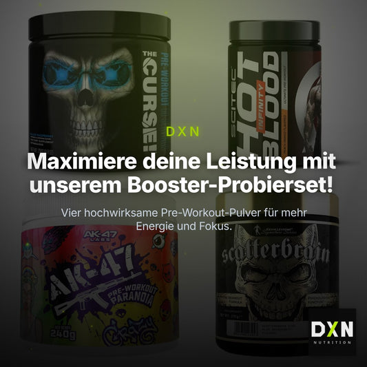 Booster-Probierset: JNX Sports + Scitec Hot Blood + 2 weitere – Clean Showcase Plus