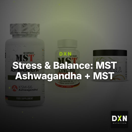 Stress & Balance: MST Ashwagandha + MST Zinc + Peak Vitamin B – Clean Showcase Plus