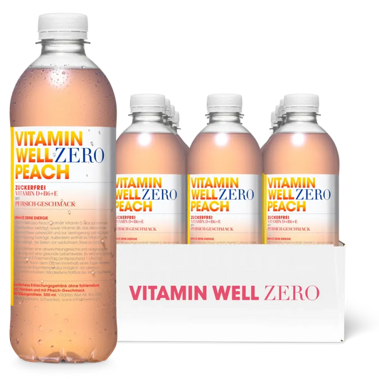 Drinks-Monatsration: Vitamin Well Drink – 30 Tage, 36 Portionen – Vitamin Well Drink 12x500ml (ZERO Peach)