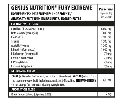 Genius Nutrition Fury Extreme 10x18g Probe