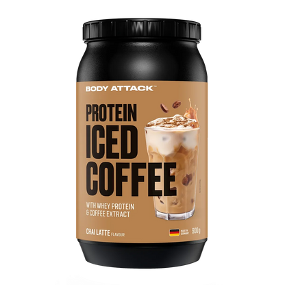 Kaffee Sorten-Großset: MST EGG Protein + Body Attack + 2 weitere – Body Attack Protein Iced Coffee 900g (Chai Latte)