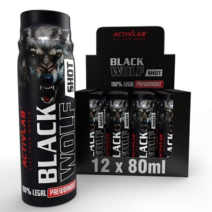 Booster-Trainingsvorrat: Activlab Black Wolf – 60 Tage, 78 Portionen – Activlab Black Wolf Preworkout Shot forest fruits 12 x 80ml