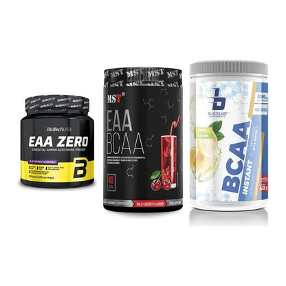Amino-Probierset: BioTech EAA + MST EAA & BCAA + Blackline – alle enthaltenen Artikel