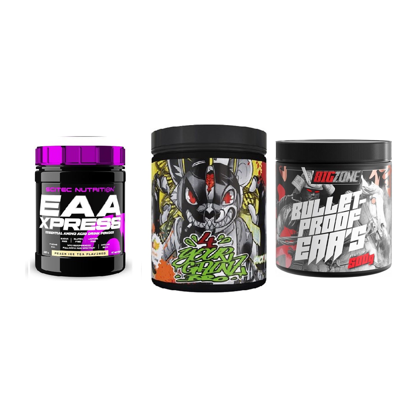Amino-Probierset: Scitec EAA + BPS-Pharma + Big Zone – alle enthaltenen Artikel