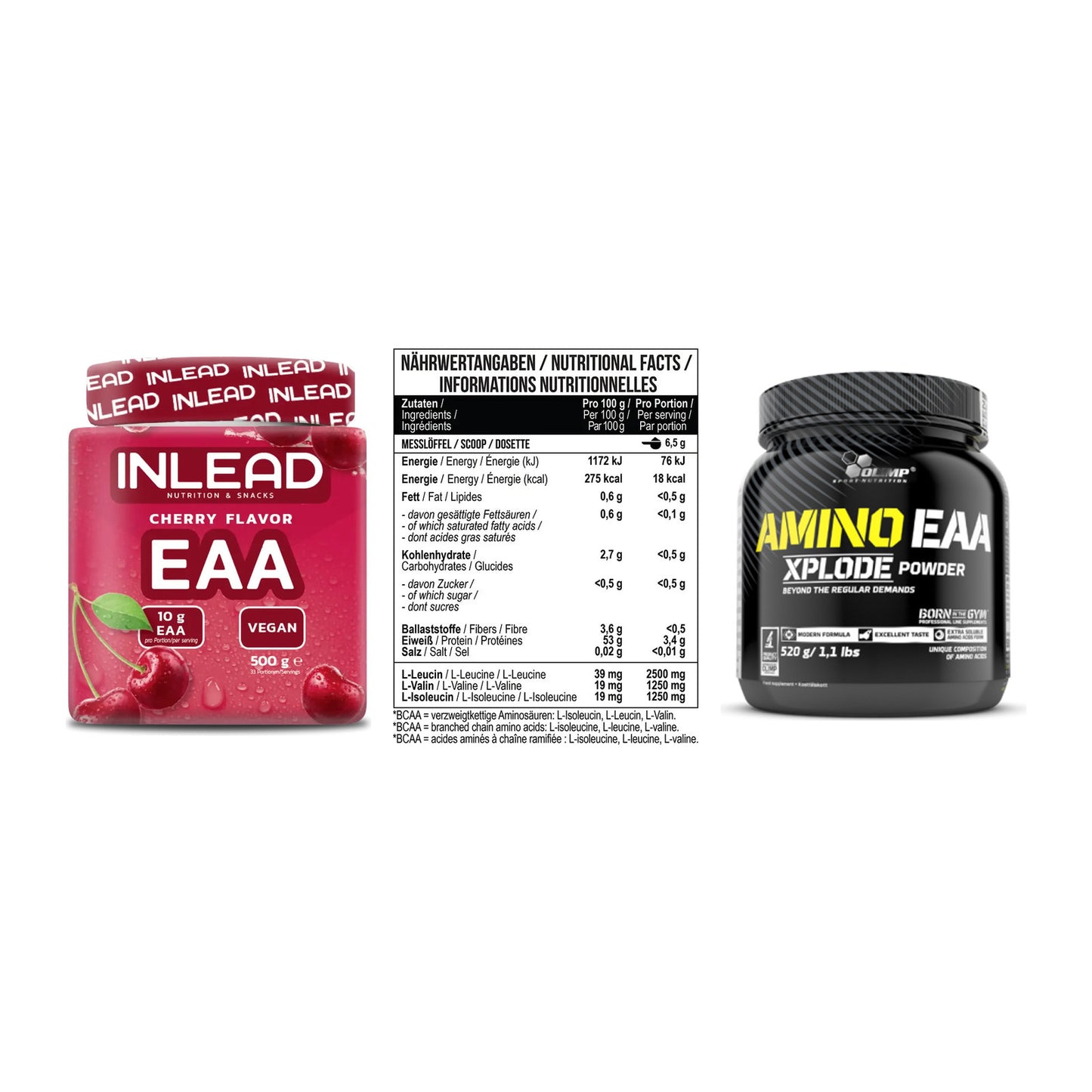 Amino-Probierset: INLEAD EAA + MST BCAA Zero + Olimp Amino EAA – alle enthaltenen Artikel