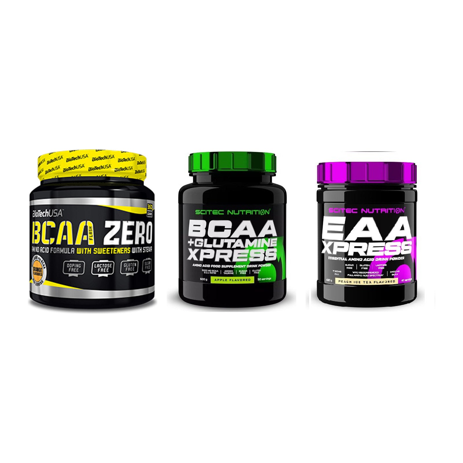 Amino-Probierset: BioTech BCAA + Scitec BCAA + Scitec EAA – alle enthaltenen Artikel