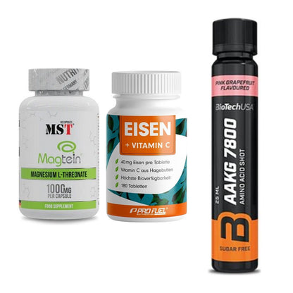 Ausdauer-Set: MST Magnesium + ProFuel EISEN + BioTech AAKG – alle enthaltenen Artikel