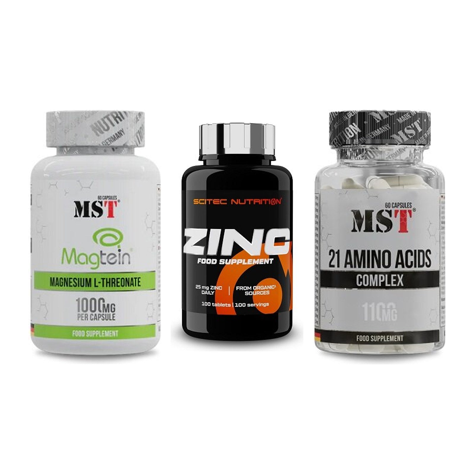 Ausdauer-Set: MST Magnesium + Scitec Zinc + MST 21 Amino – alle enthaltenen Artikel