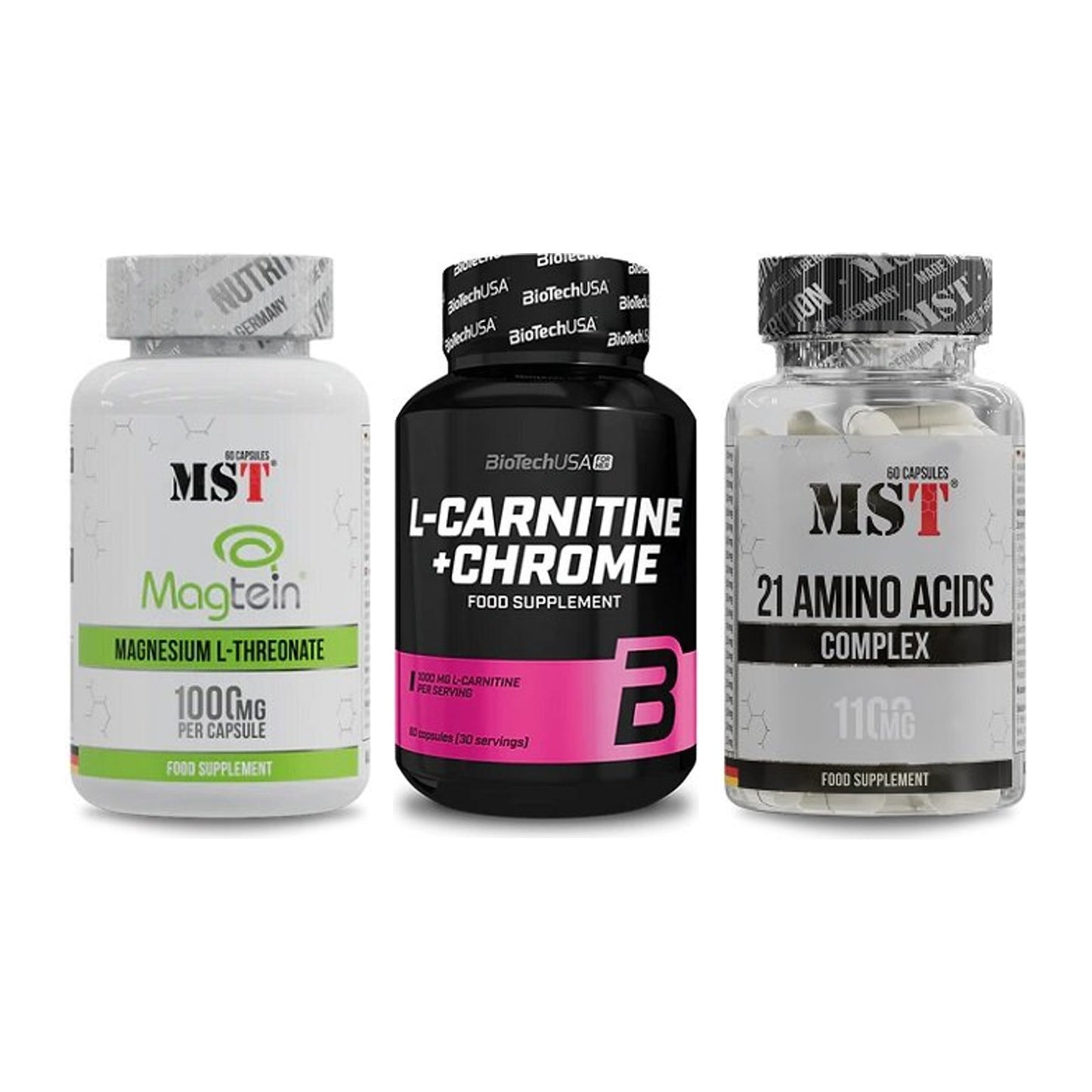 Ausdauer-Set: MST Magnesium + BioTech L-Carnit + MST 21 Amino – alle enthaltenen Artikel