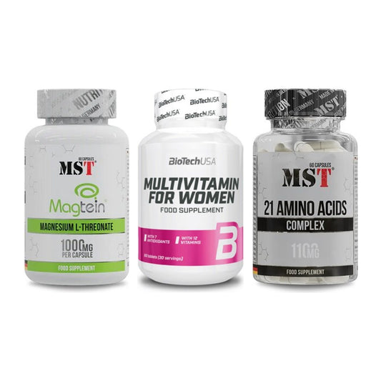 Ausdauer-Set: MST Magnesium + BioTech Multivit + MST 21 Amino – alle enthaltenen Artikel