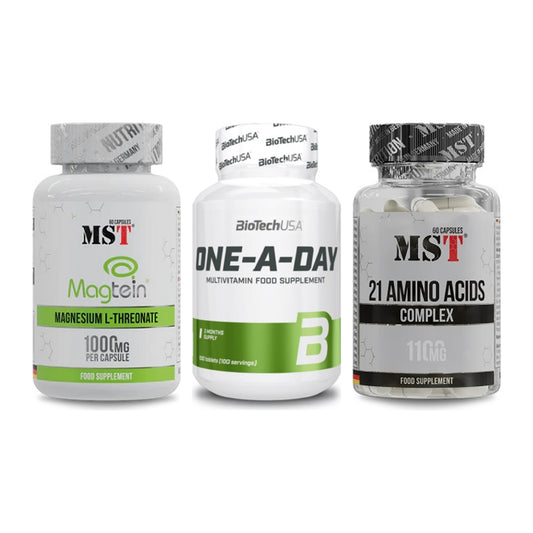 Ausdauer-Set: MST Magnesium + BioTech One A + MST 21 Amino – alle enthaltenen Artikel