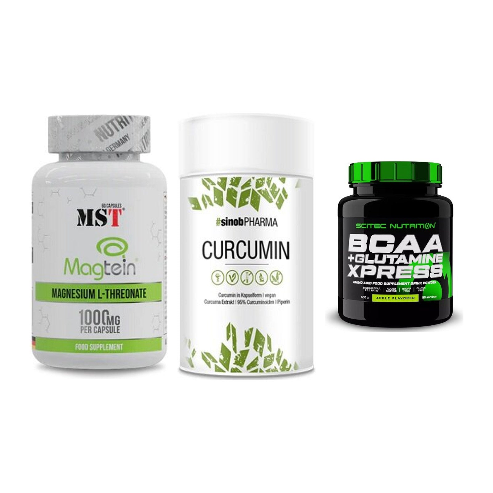 Ausdauer-Set: MST Magnesium + Sinob Curcumin + Scitec BCAA – alle enthaltenen Artikel
