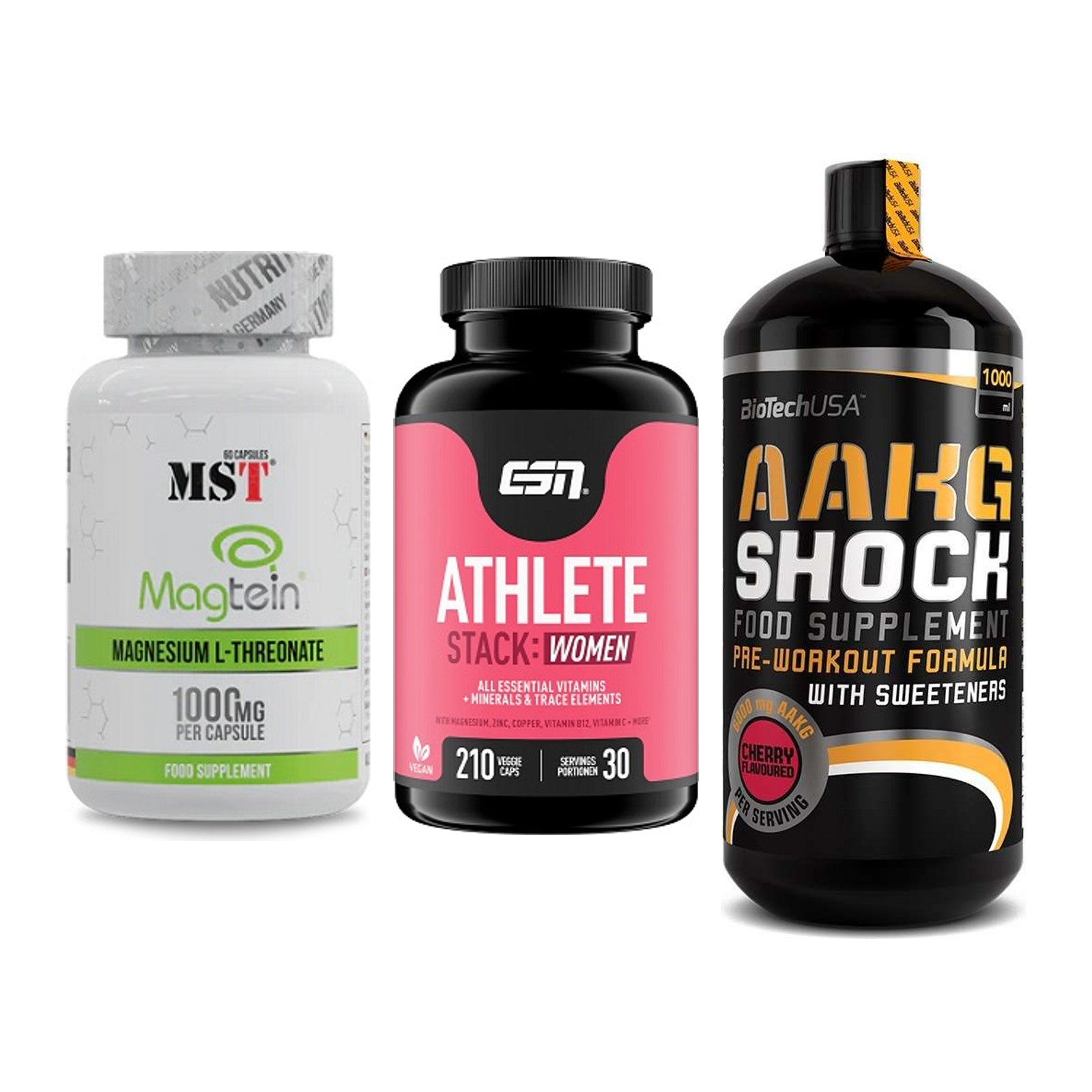 Ausdauer-Set: MST Magnesium + ESN Athlete + BioTech AAKG – alle enthaltenen Artikel