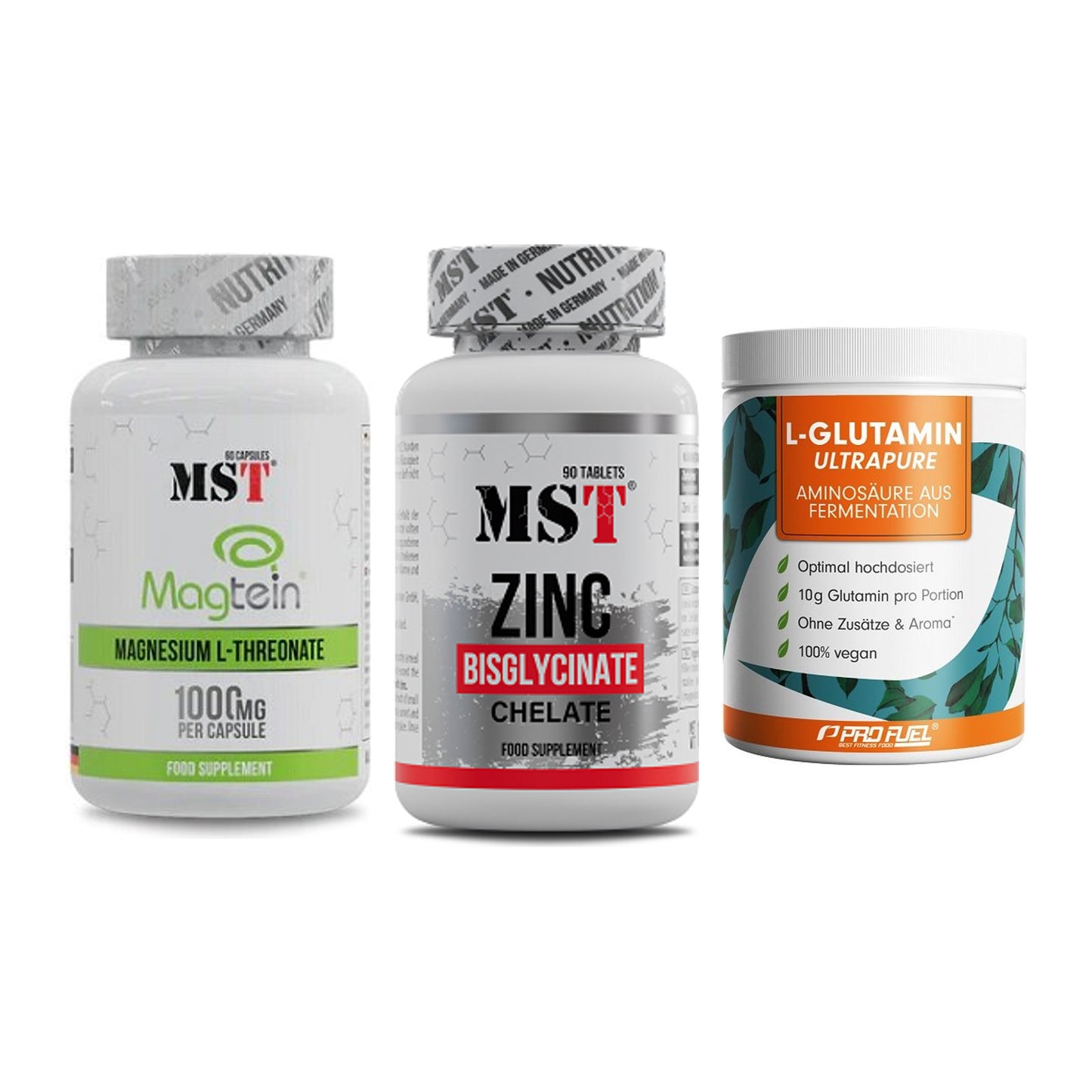 Ausdauer-Set: MST Magnesium + MST Zinc Chelate + ProFuel Glutamin – alle enthaltenen Artikel