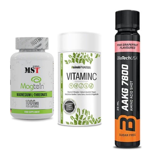 Ausdauer-Set: MST Magnesium + Sinob Vitamin C + BioTech AAKG – alle enthaltenen Artikel